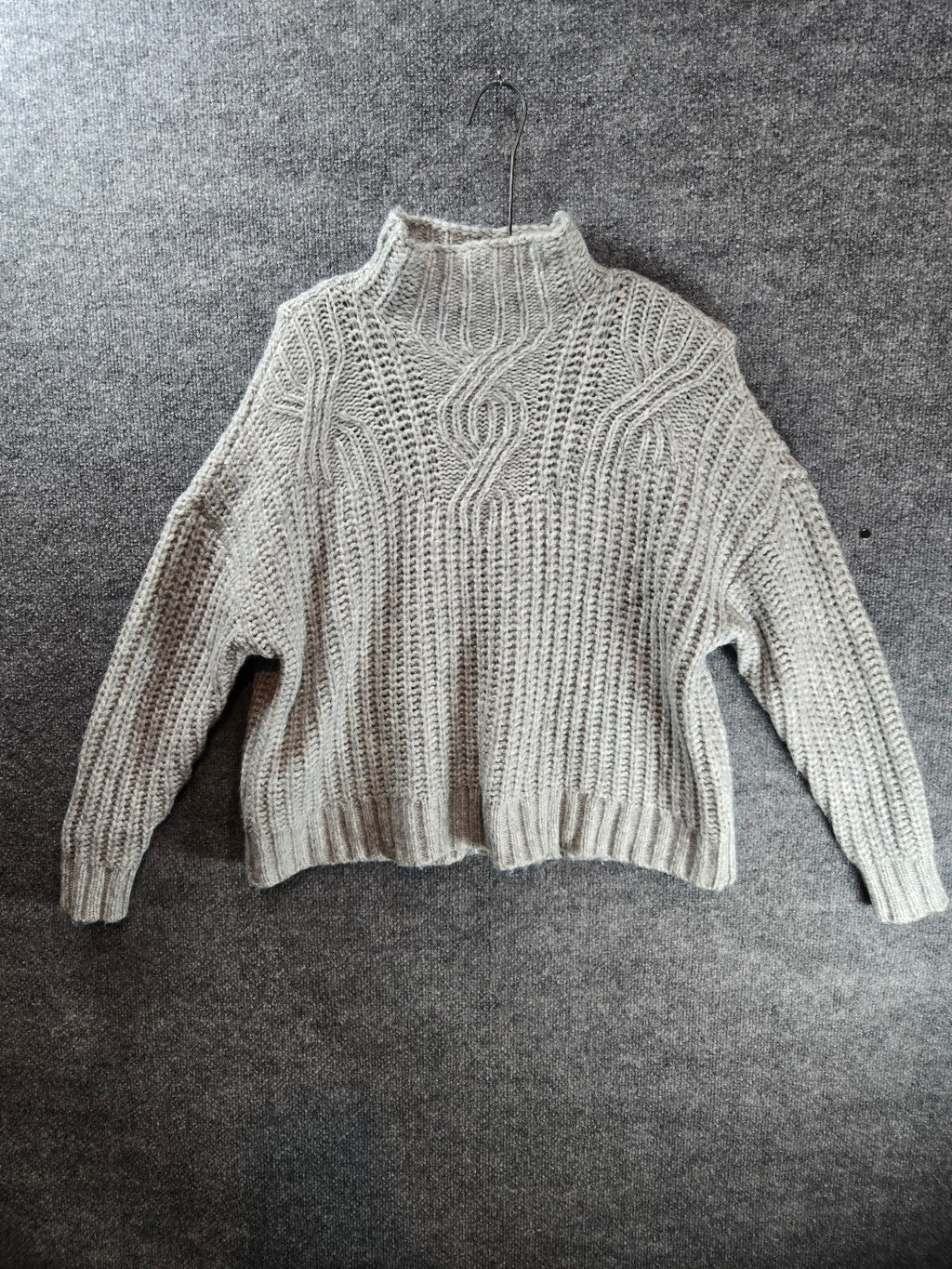 Gray Knit Turtleneck Sweater, Medium