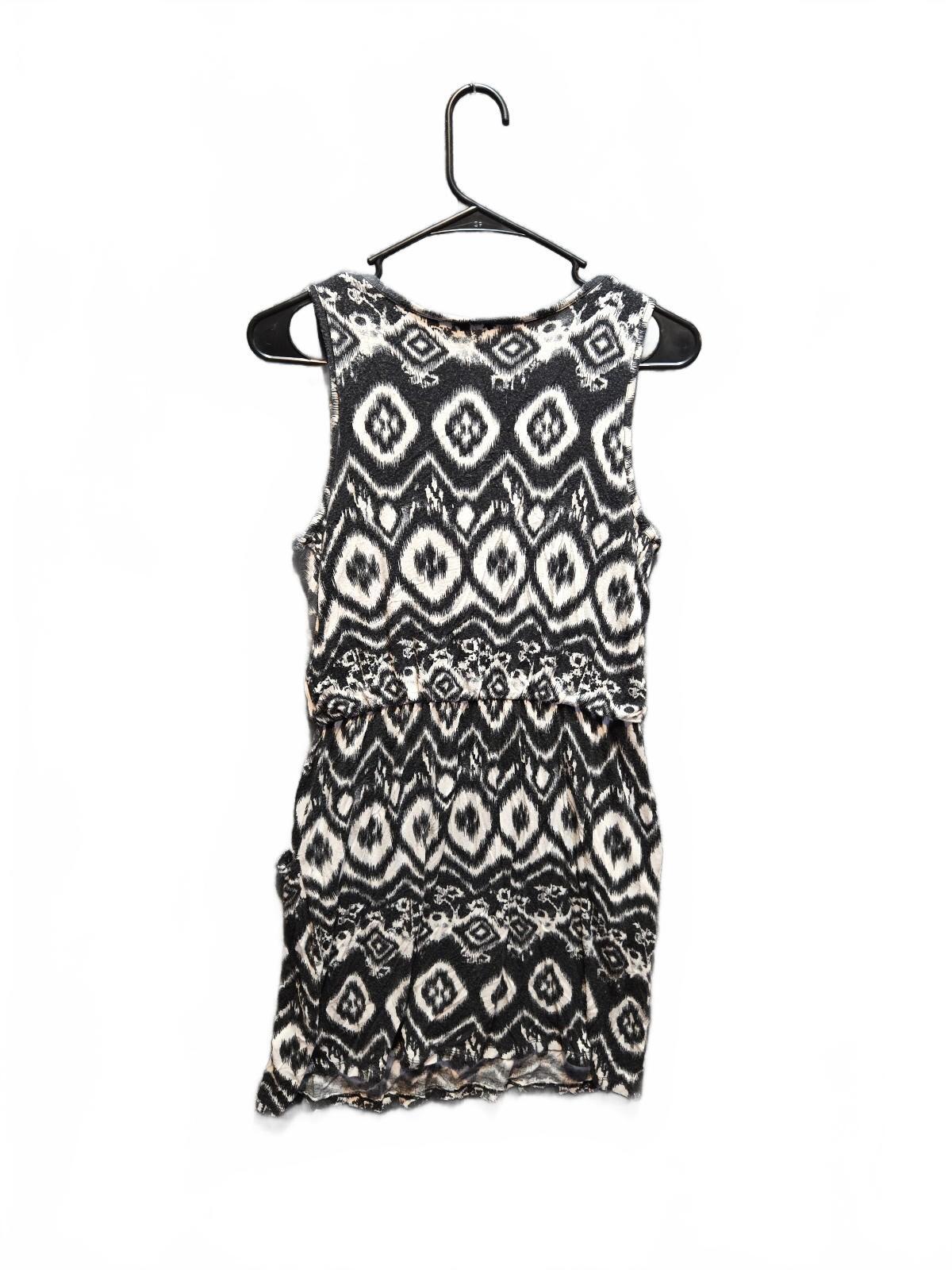 Pretty Good Black White Ikat Geometric Print Sleeveless Tank Dress Size M
