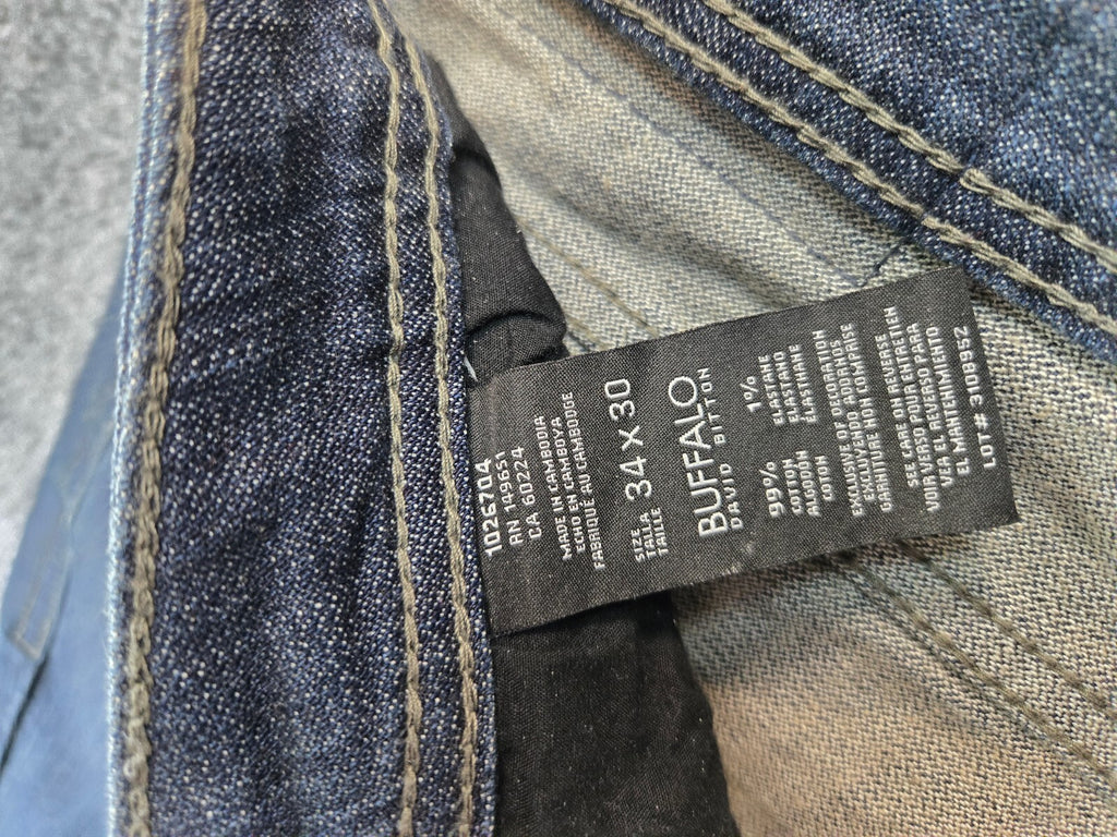 Buffalo David Bitton Driven-X Jeans Men's 34x30 Straight Stretch Blue Denim