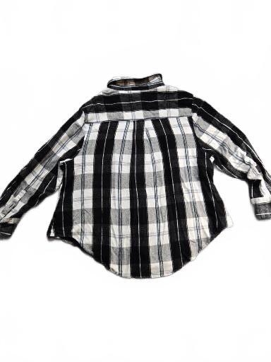 Lane Bryant Black and White Plaid Button-Up Shirt with Chest Pockets XL