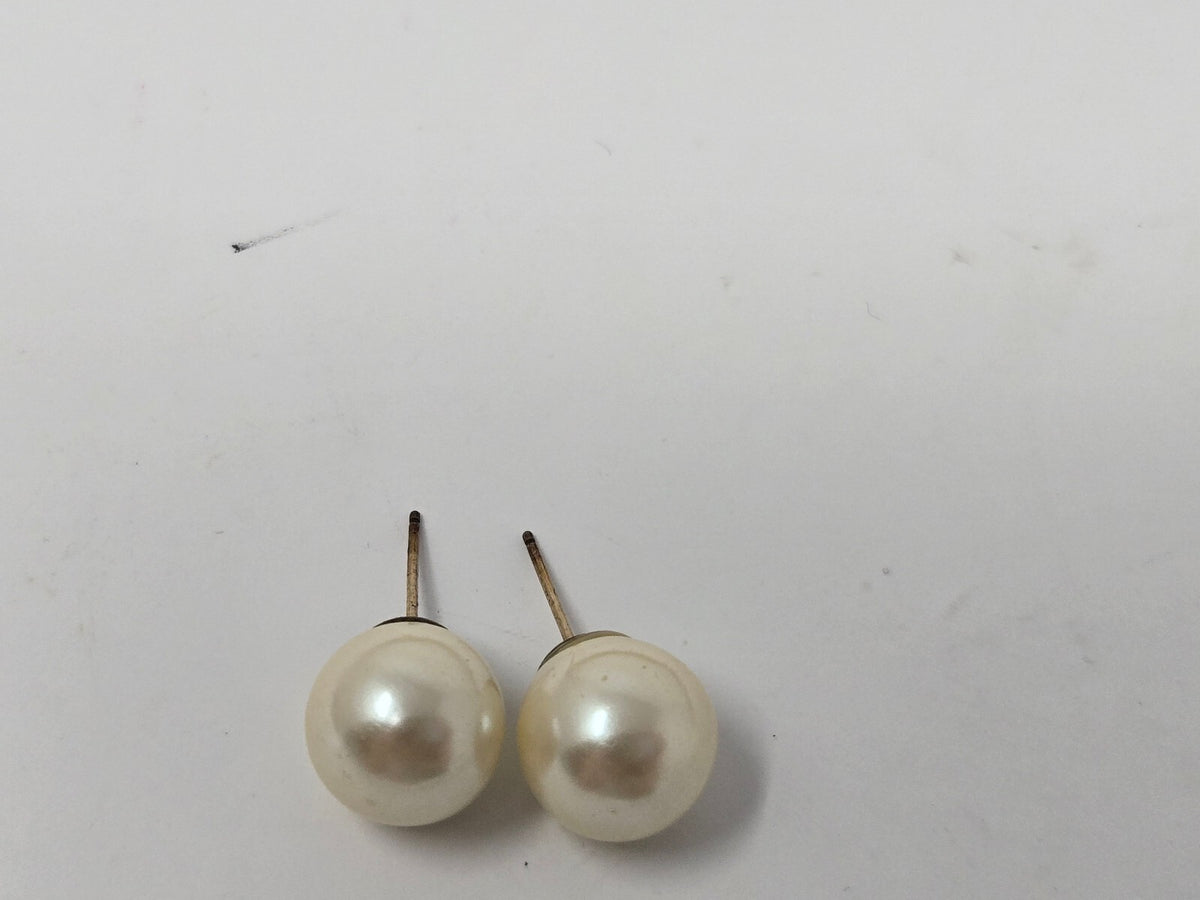 Vintage Cream Faux Pearl Classic Stud Post Earrings with Gold-Tone Backing