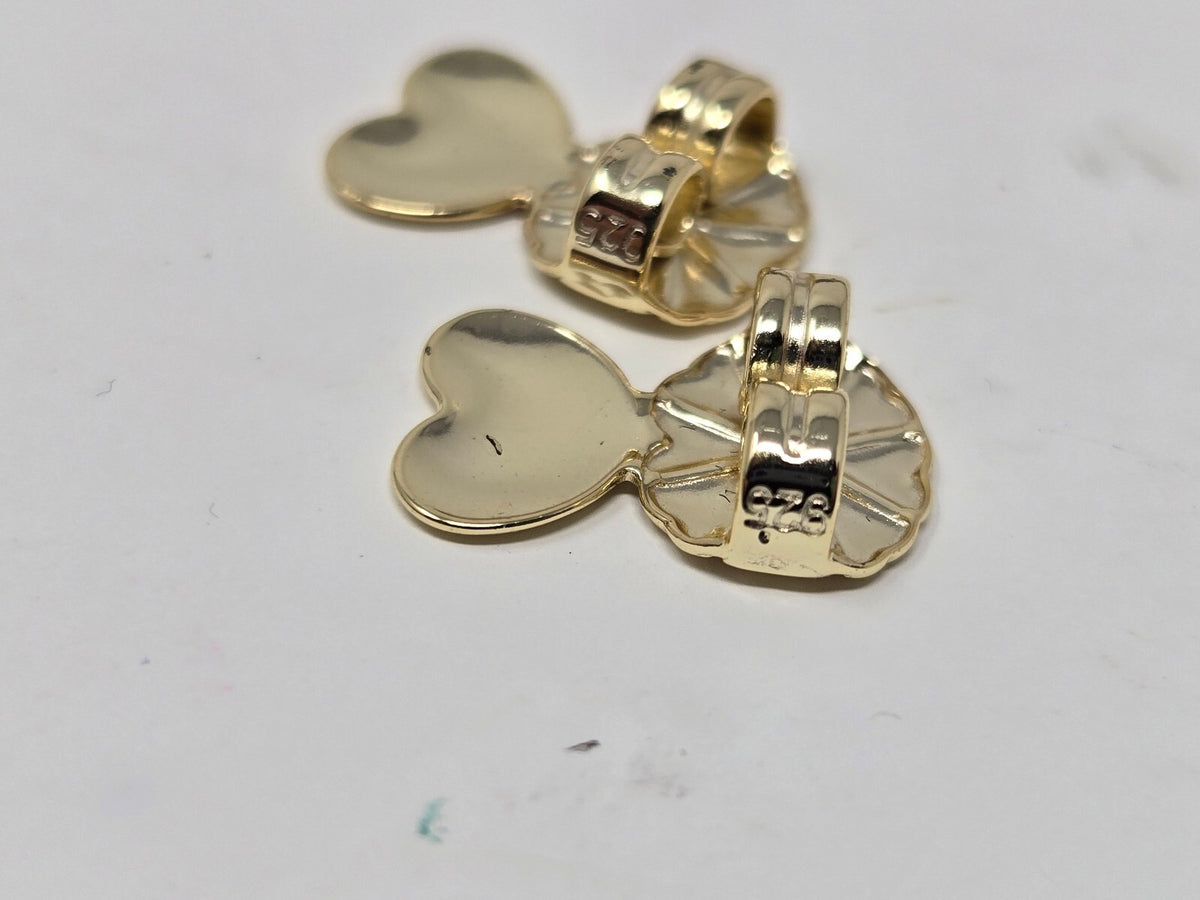 Vintage 14K Gold-Flashed Vermeil Sterling Silver Polished Heart Drop Post