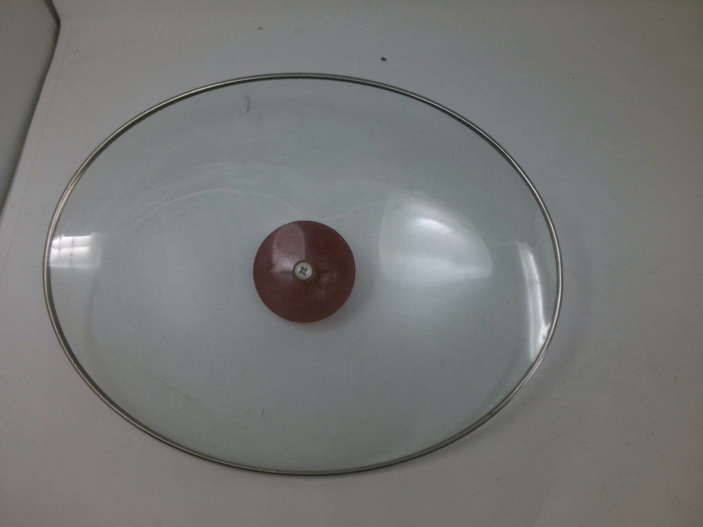 Glass Pot Lid with Red Handle, 11-12 Inch Diameter