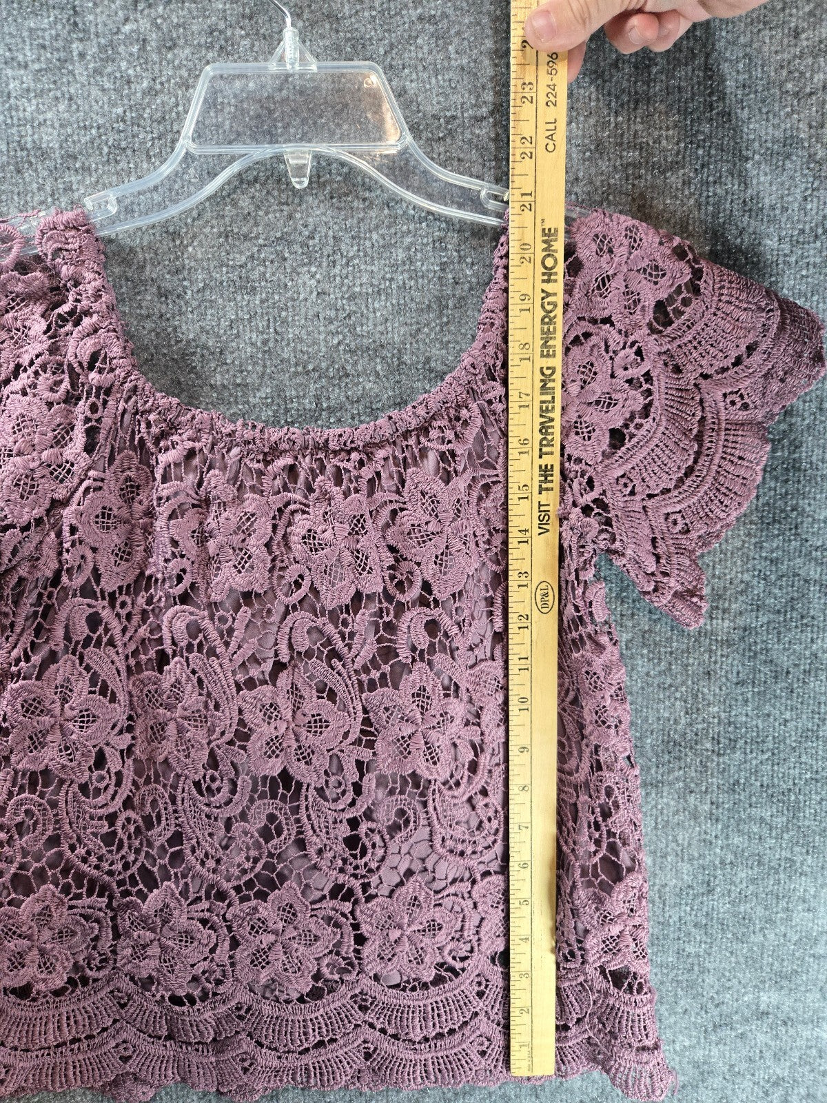 Haute Monde Floral Guipure Lace Off Shoulder Crop Blouse Top Dusty Rose Mauve