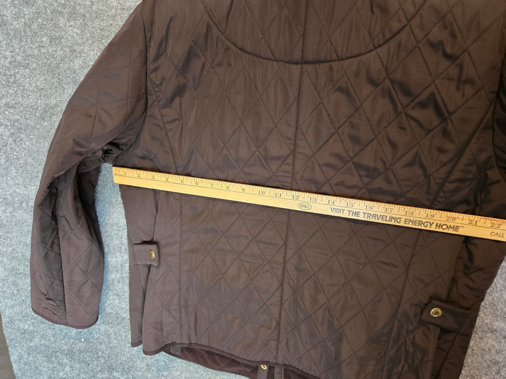 Talbots Quilted Utility Field Jacket Brown Gold Snaps Plus Size 2XP