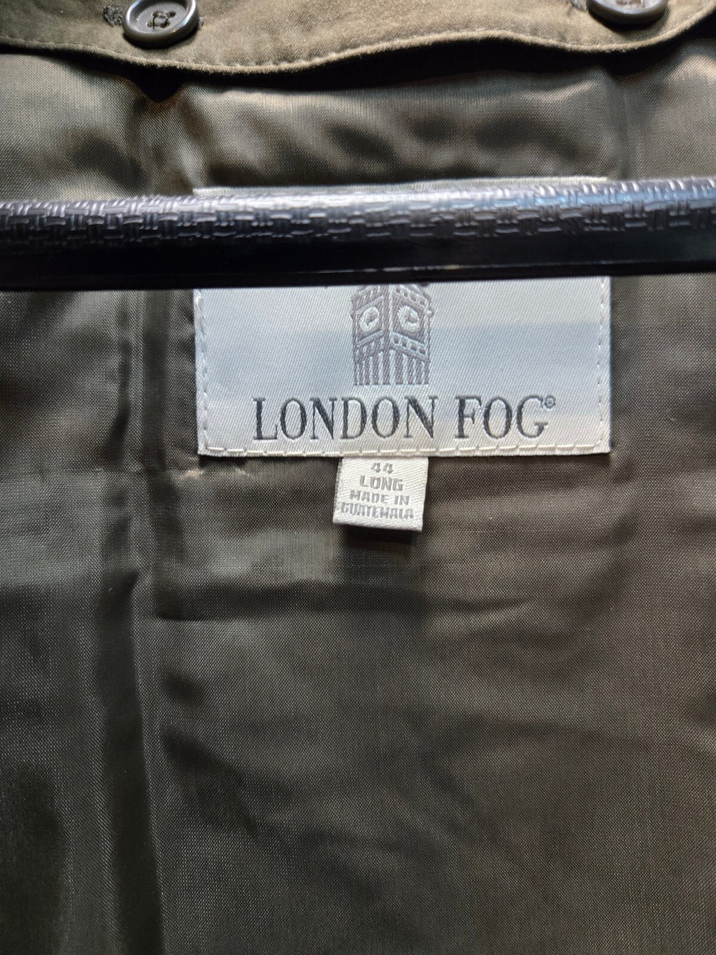London Fog Classic Olive Green Trench Coat, Size 43 Long
