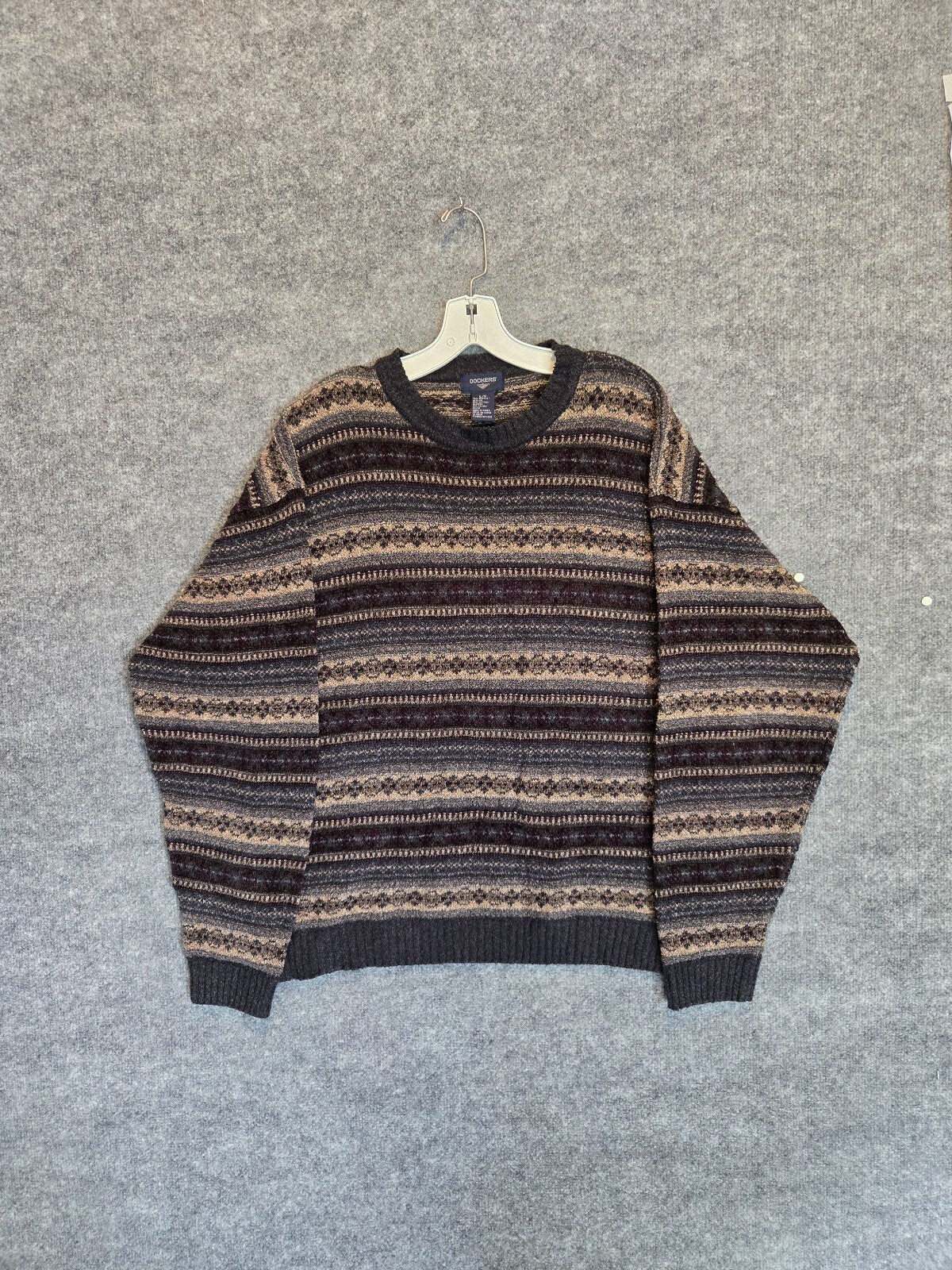 Vintage 90s Dockers Geometric Knit Crewneck Sweater Mens Med Fair Isle