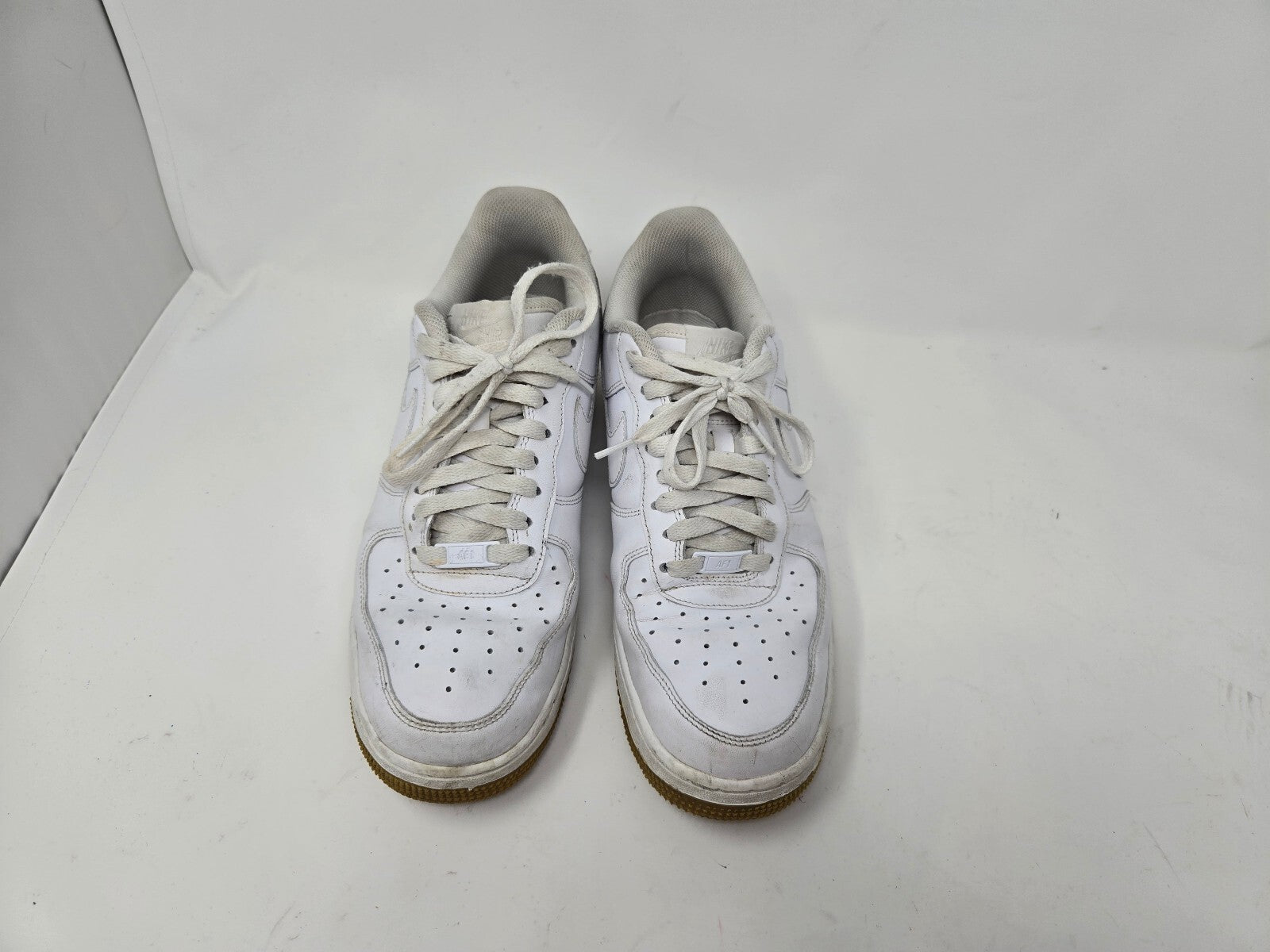 Nike Air Force 1 Low White Gum Bottoms Casual Skate Shoes - Worn