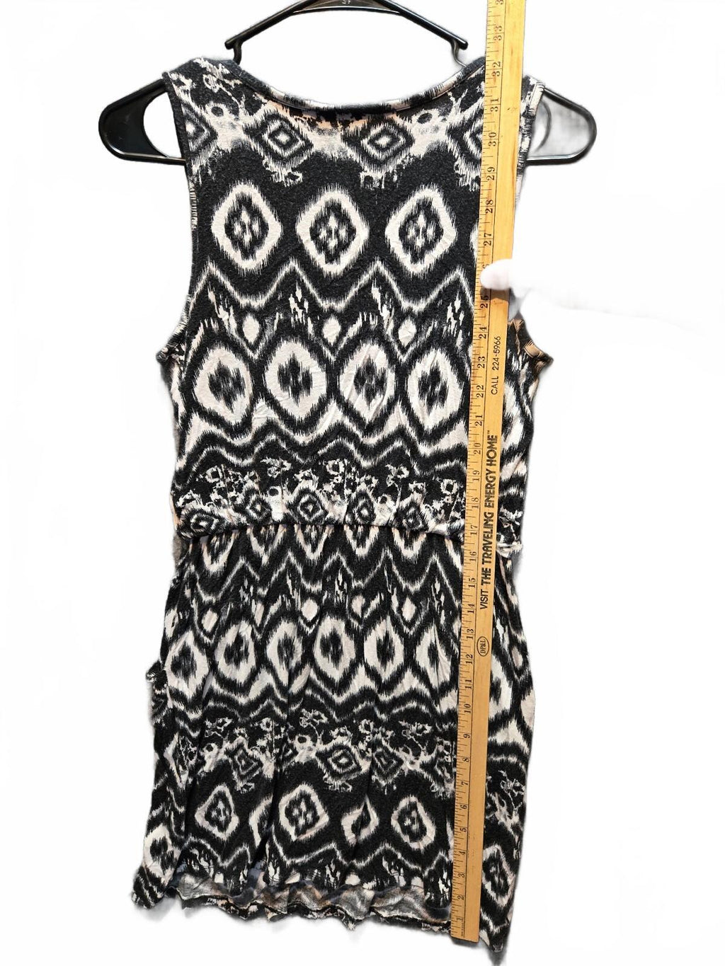 Pretty Good Black White Ikat Geometric Print Sleeveless Tank Dress Size M