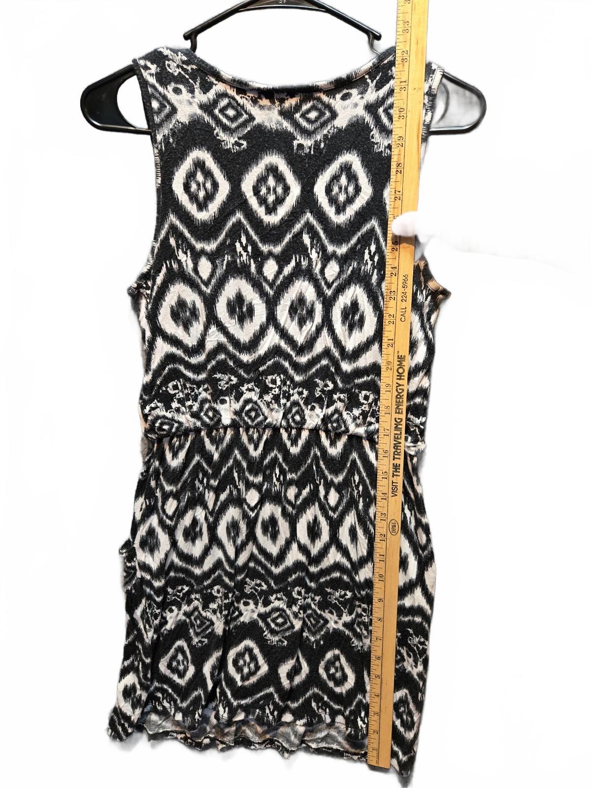 Pretty Good Black White Ikat Geometric Print Sleeveless Tank Dress Size M
