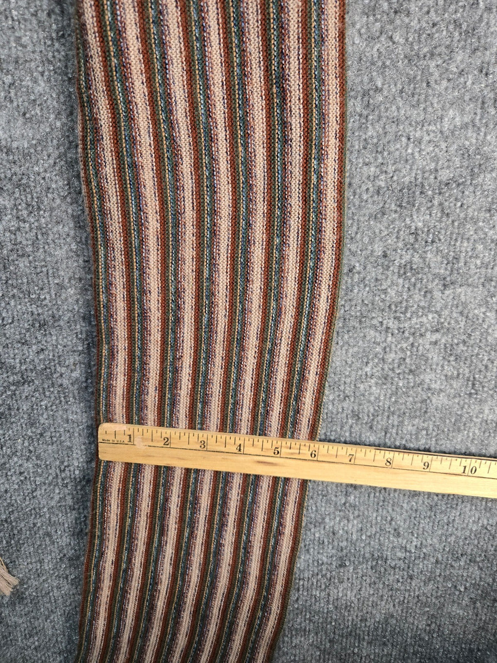 Men's Striped Knit Scarf with Fringe Ends