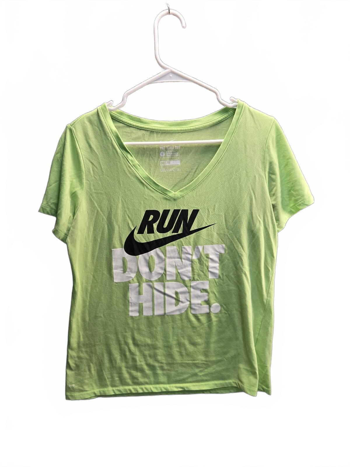 Nike Dri-FIT 'Run Don't Hide' Athletic T-Shirt Large Green
