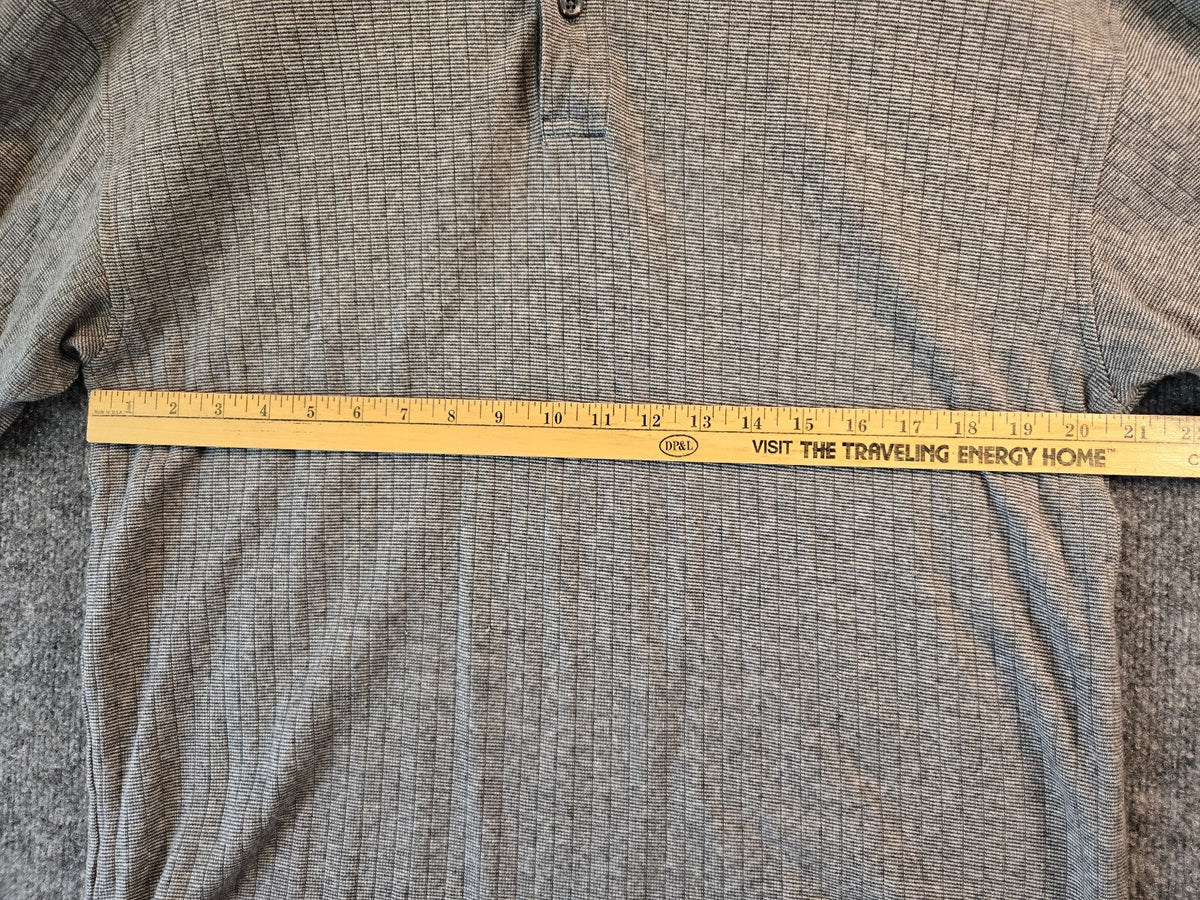 Vintage River Trader Knit Polo Shirt Mens Large L Gray Micro Stripe Cotton 80s