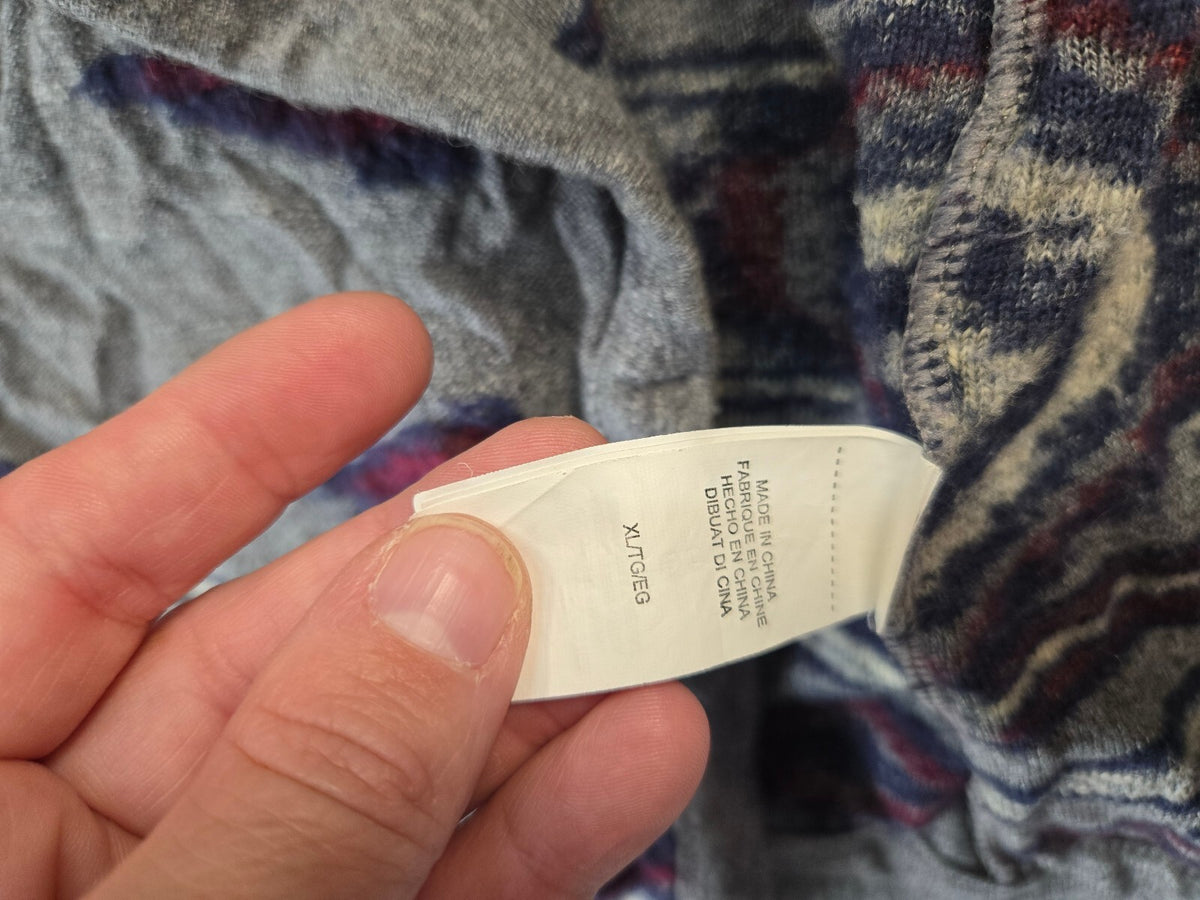Lucky Brand Gray Tribal Print Wrap Cardigan Sweater