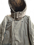 Long Beige Hooded Winter Coat with Belt Large
