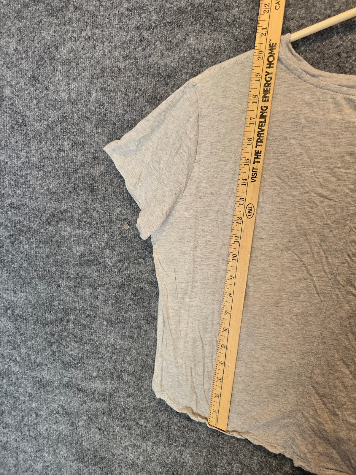 Light Gray Melange Raw Hem Cropped T-Shirt Size M Relaxed Fit Crewneck