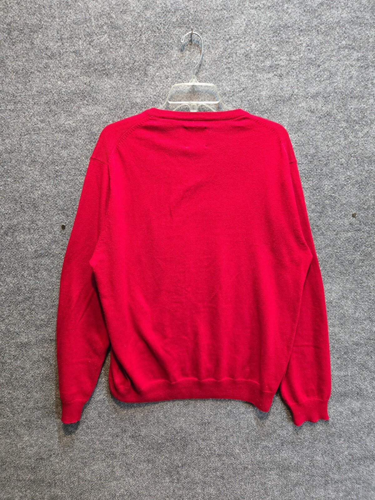 Chaps Mens Sweater Size M Red Fine Gauge V Neck Cotton Blend Long Sleeve