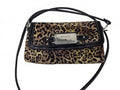 Chaps Leopard Print Faux Fur Convertible Crossbody Shoulder Bag with Silver-Tone