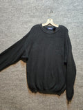 VTG IZOD Chunky Ribbed Fisherman Pullover Crew Neck Faded Black/Gray GUC Med