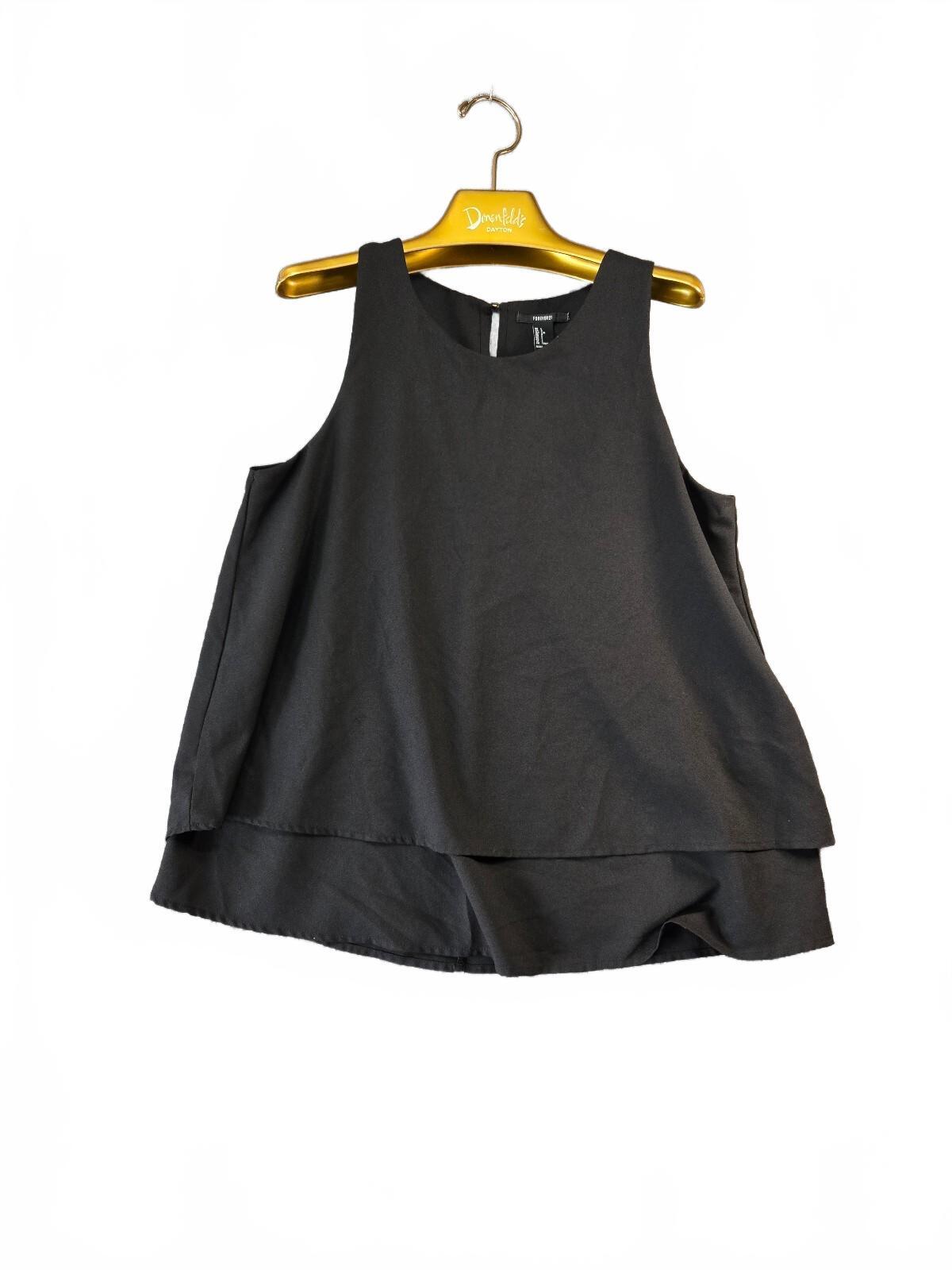 Forever 21 Black Sleeveless Layered Top, Size Large