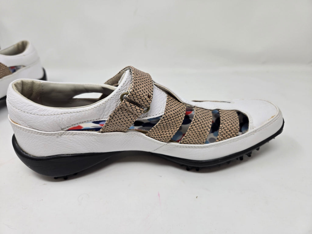 FootJoy LoPro Collection White and Tan Golf Shoes Size 8.5 M