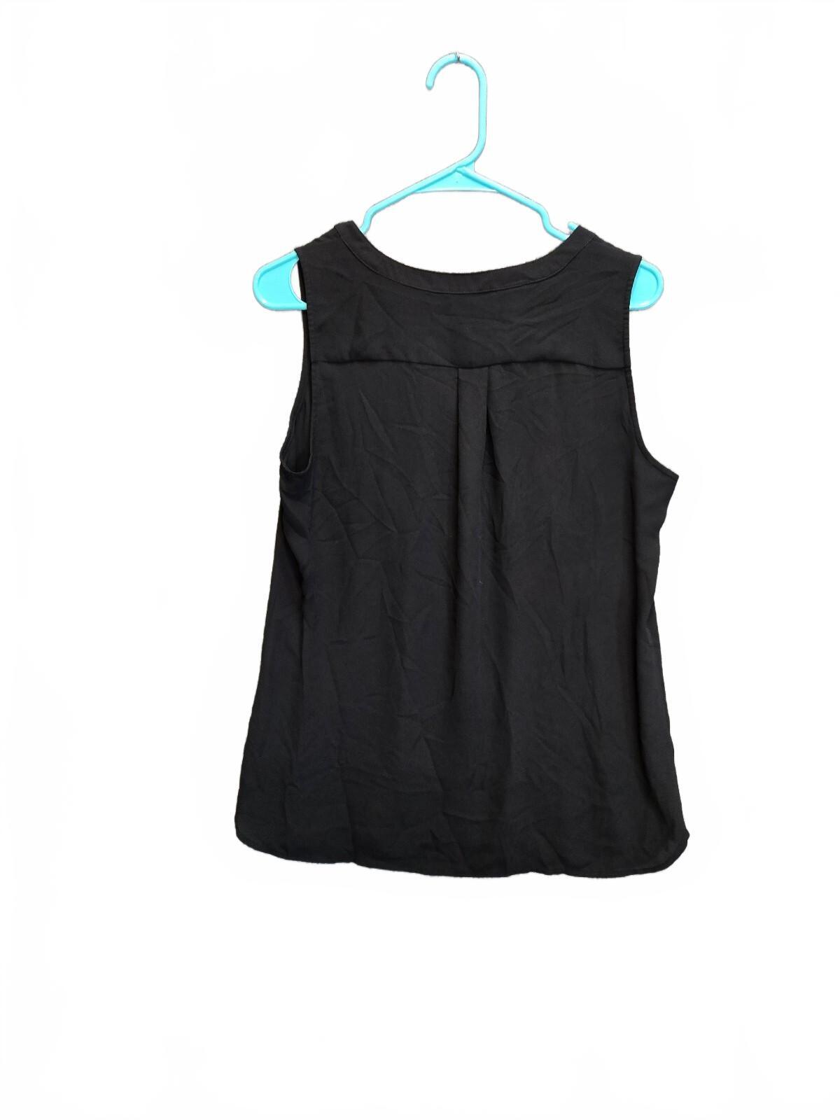 LOFT Women's Black Sleeveless Henley Top Size Small