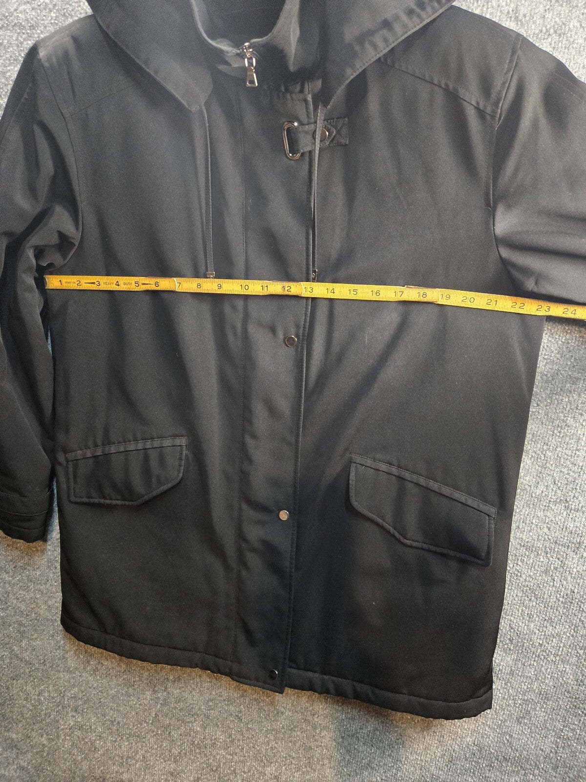 FS Limited Women's Hood Utility Parka Jacket Black Size M Mid-Length Snap Clasp