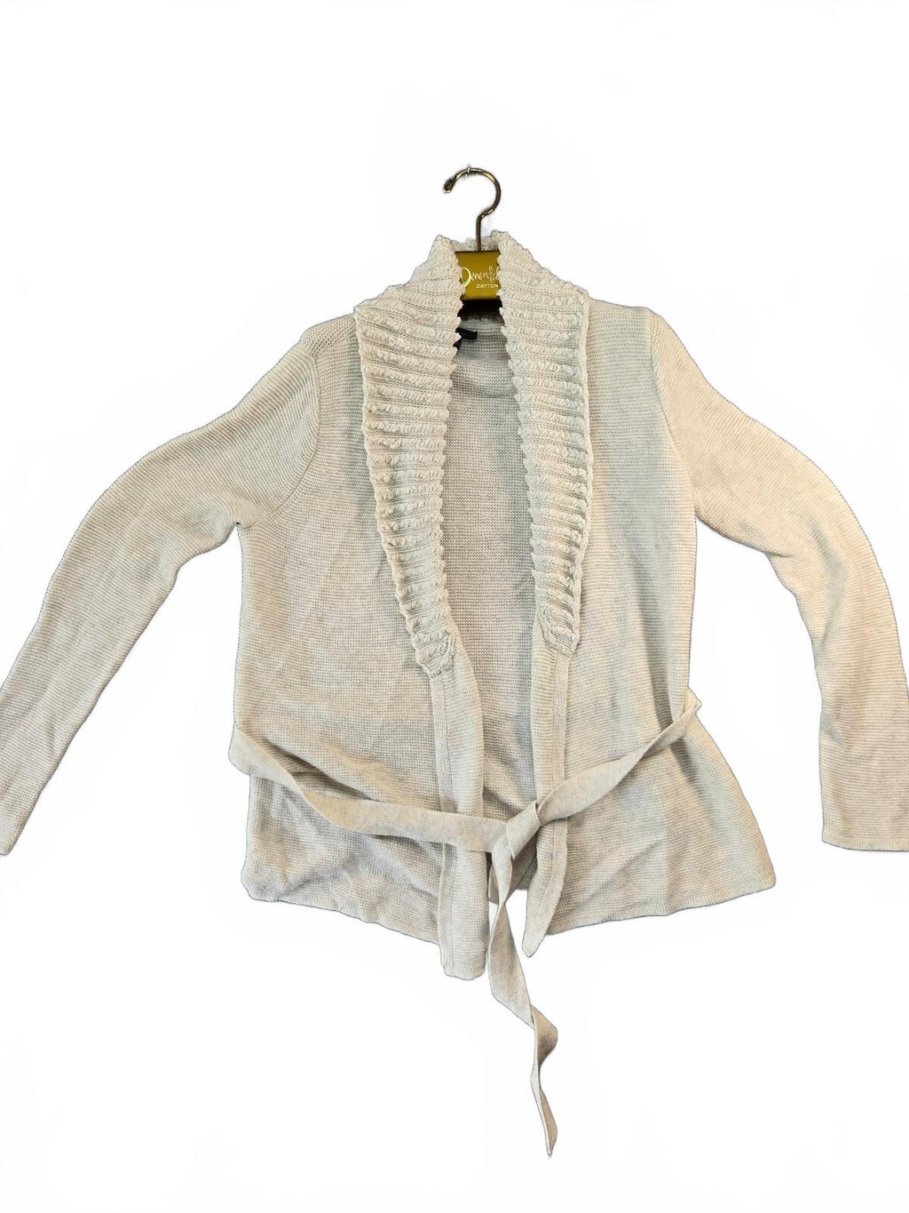 Armani Exchange Women's Cream Knit Cardigan with Shawl Collar and Belt - Size L