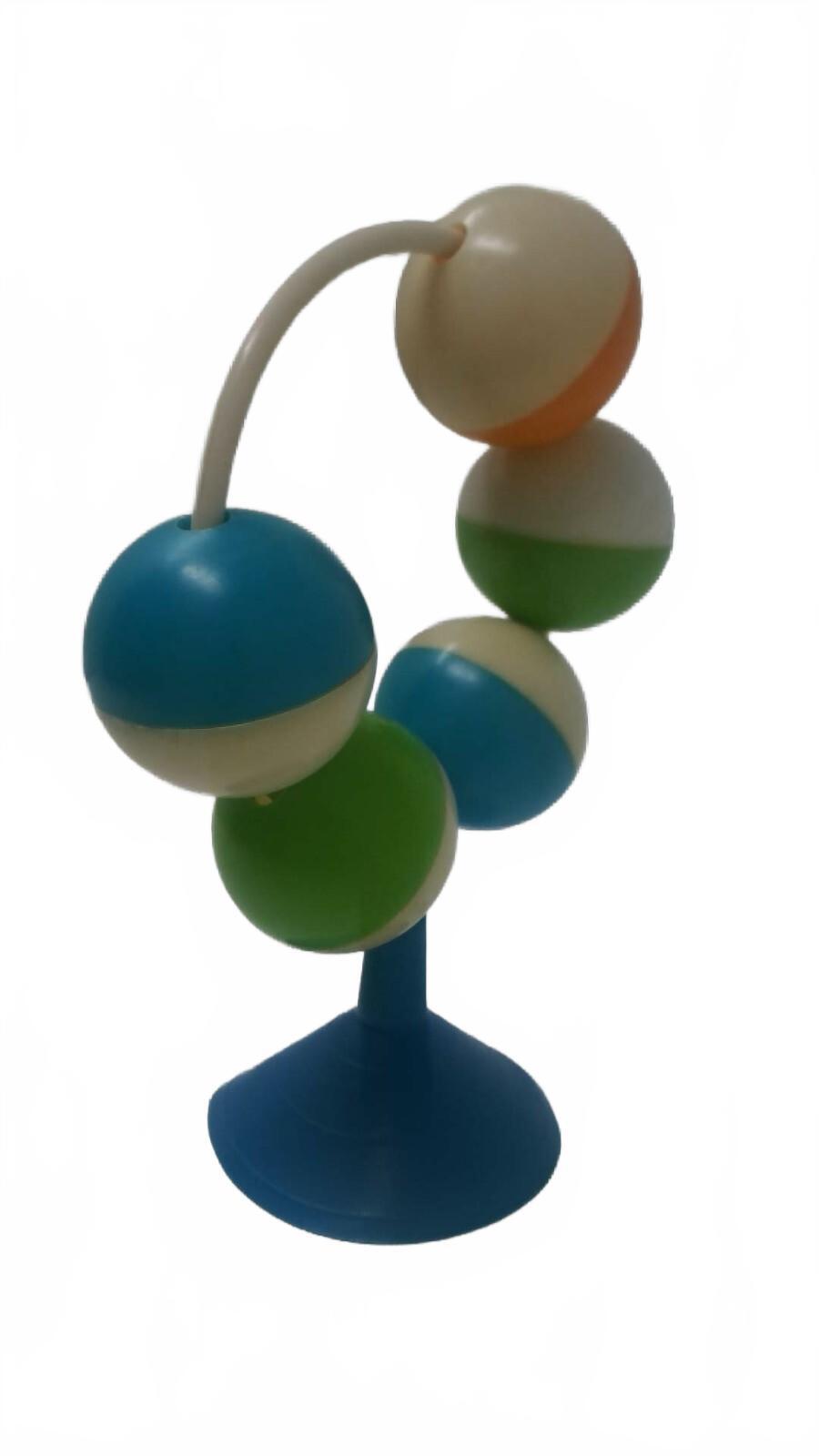 Vintage 1980s plastic Suction Cup High Chair Toy Spinning Bead Arch Table Rattle