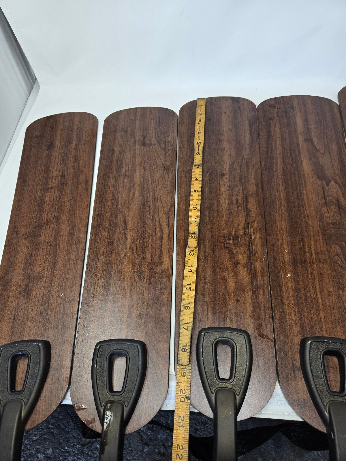 Set of 5 Wooden Ceiling Fan Blades with Black Mounting Hardware