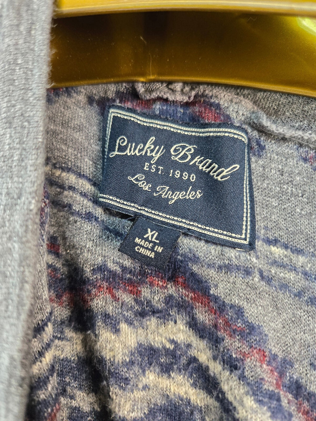 Lucky Brand Gray Tribal Print Wrap Cardigan Sweater