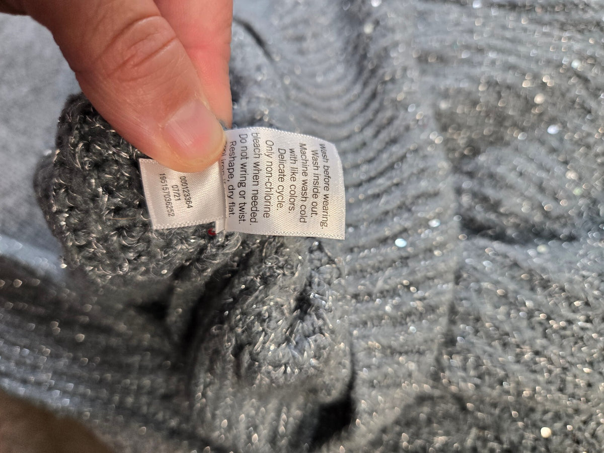 Nine West Women's Gray Sequin Knit Sweater Size Small