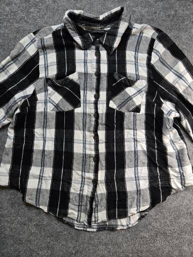 Lane Bryant Black and White Plaid Button-Up Shirt with Chest Pockets XL