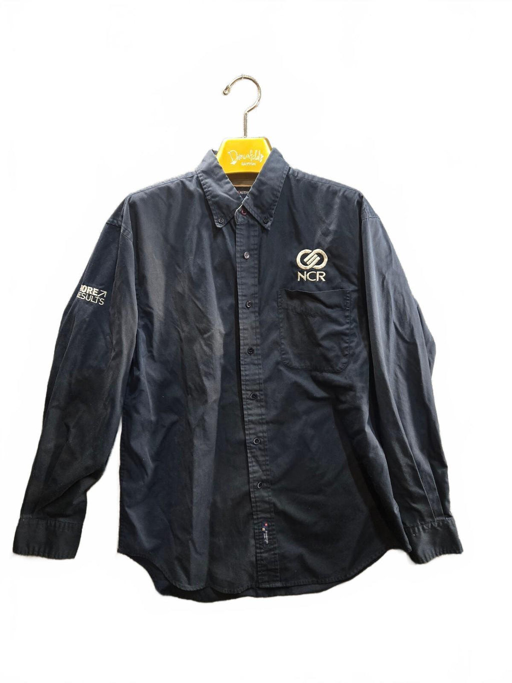 NCR Black Long Sleeve Button-Up Shirt with Embroidered Logos