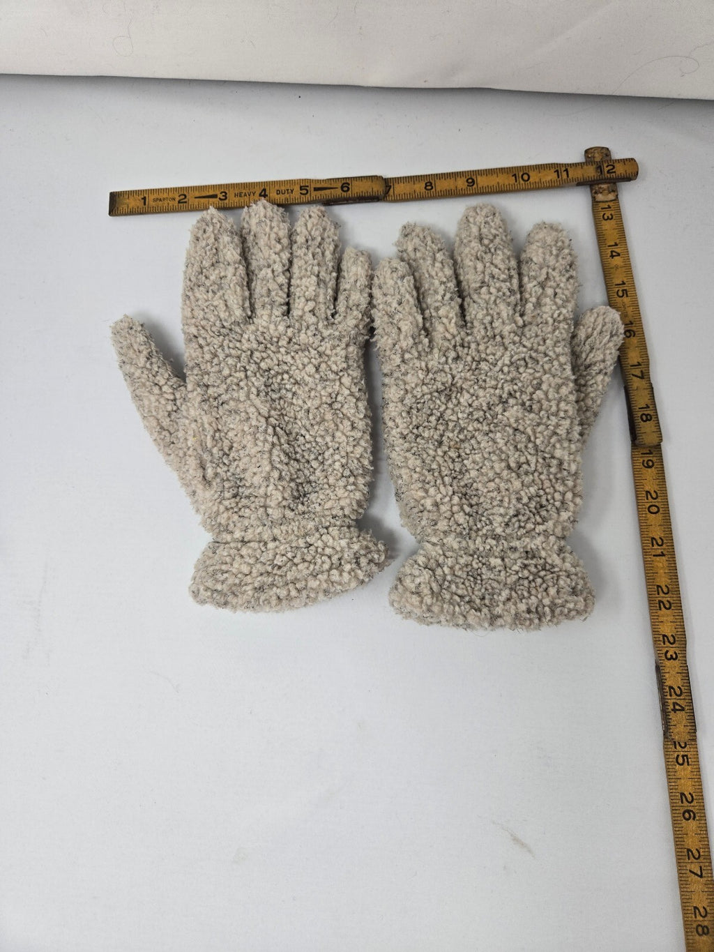 Cream Sherpa Fleece Winter Gloves Cozy Plush Oatmeal Beige Lining OSFM