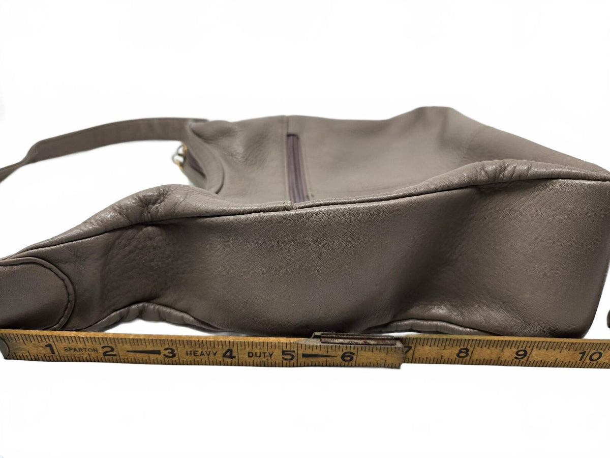 Vintage Tignanello Taupe Gray Slouchy Pebbled Leather Hobo Shoulder Bag