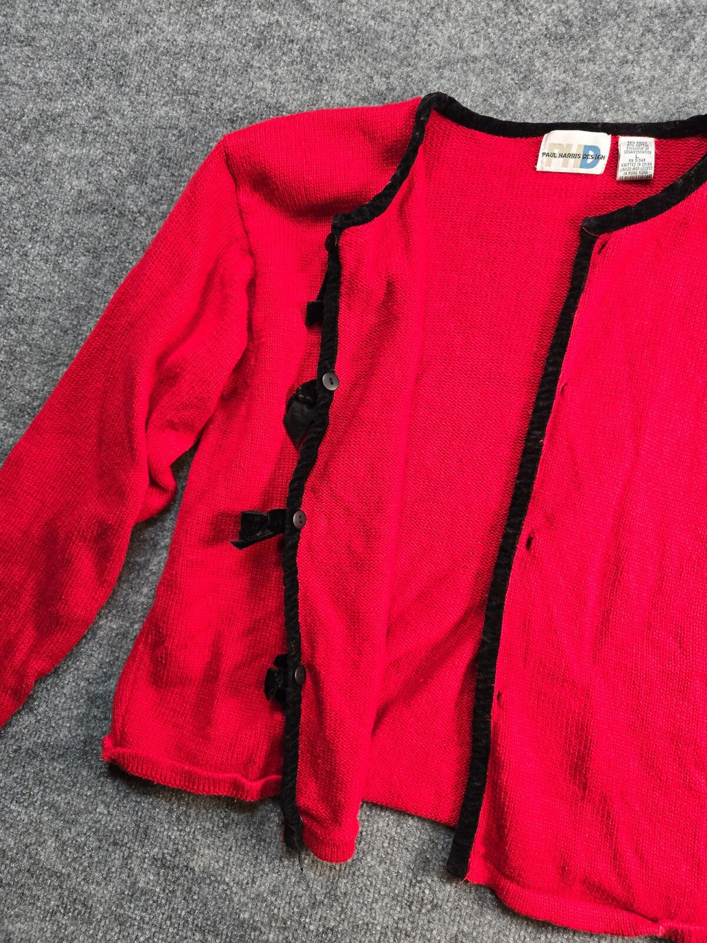 Vintage Paul Harris Design Red Ramie Cotton Knit Sweater Women's Large