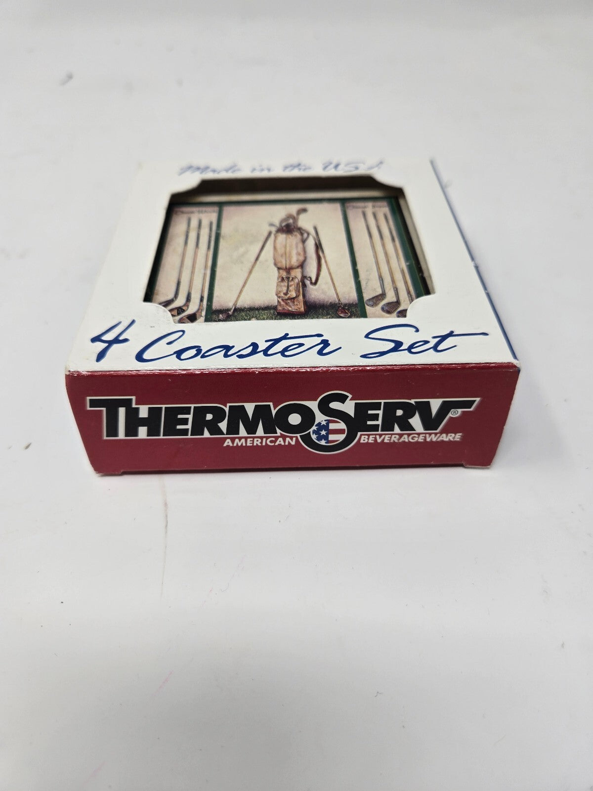ThermoServ Classic Golf 4 Coaster Set with Cork Pad