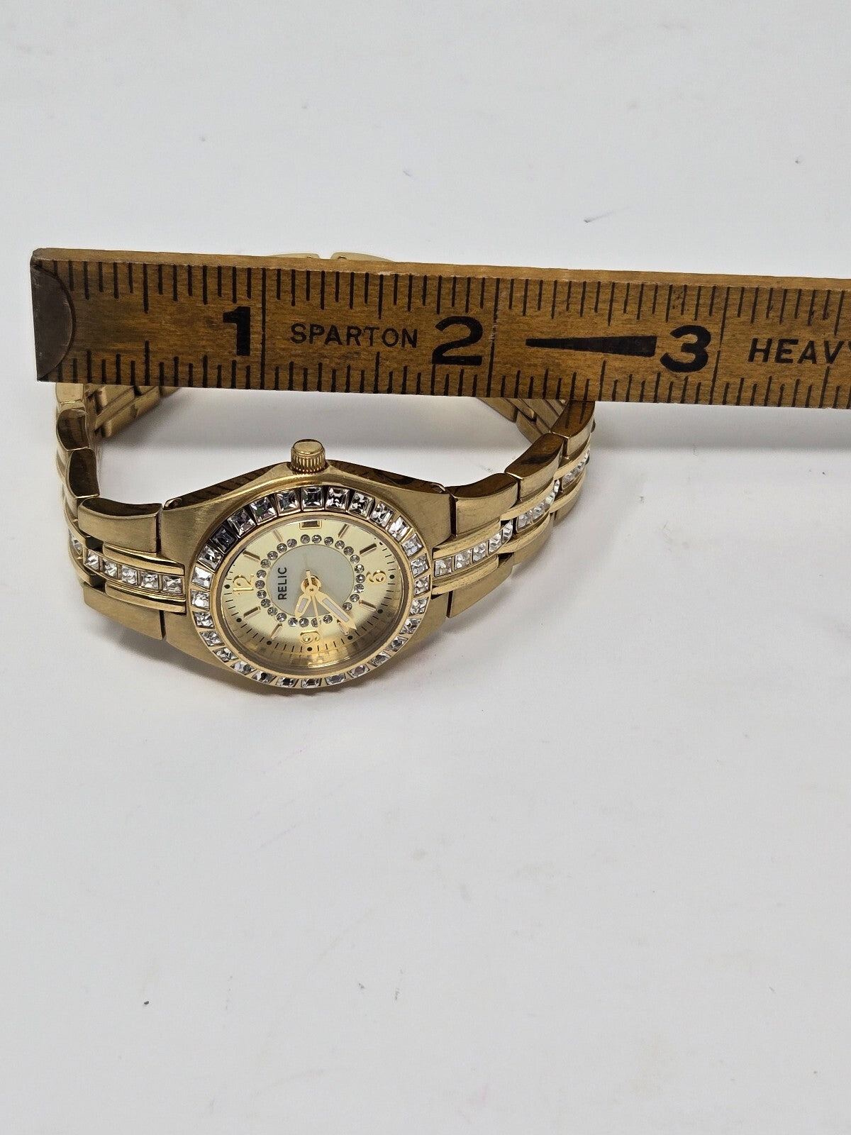 Relic by Fossil Queen's Court Gold-Tone Crystal Bezel Women's Watch with Date