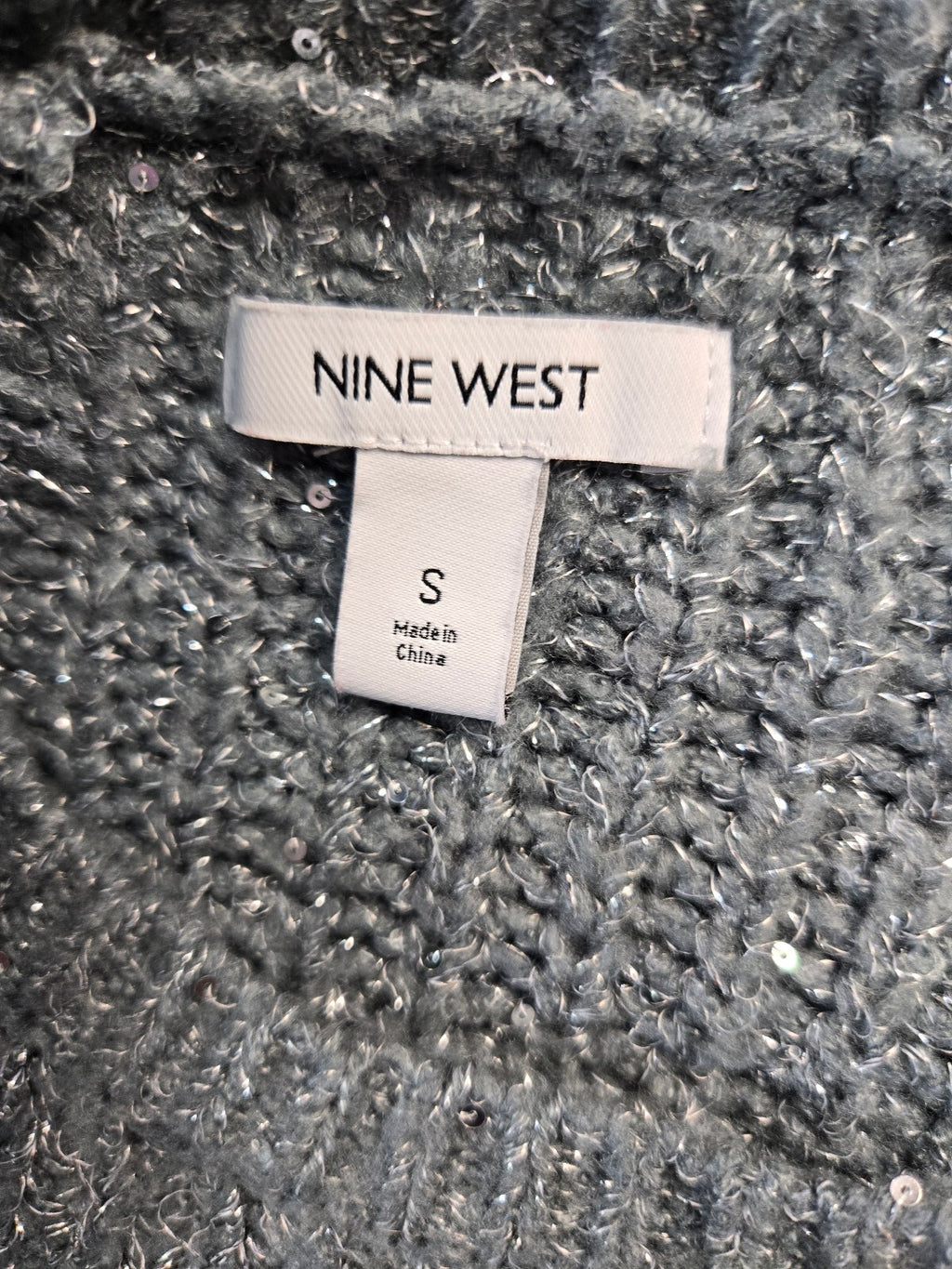 Nine West Women's Gray Sequin Knit Sweater Size Small