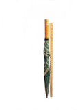 Vintage Totes Striped Green and Beige Umbrella with Wooden Handle