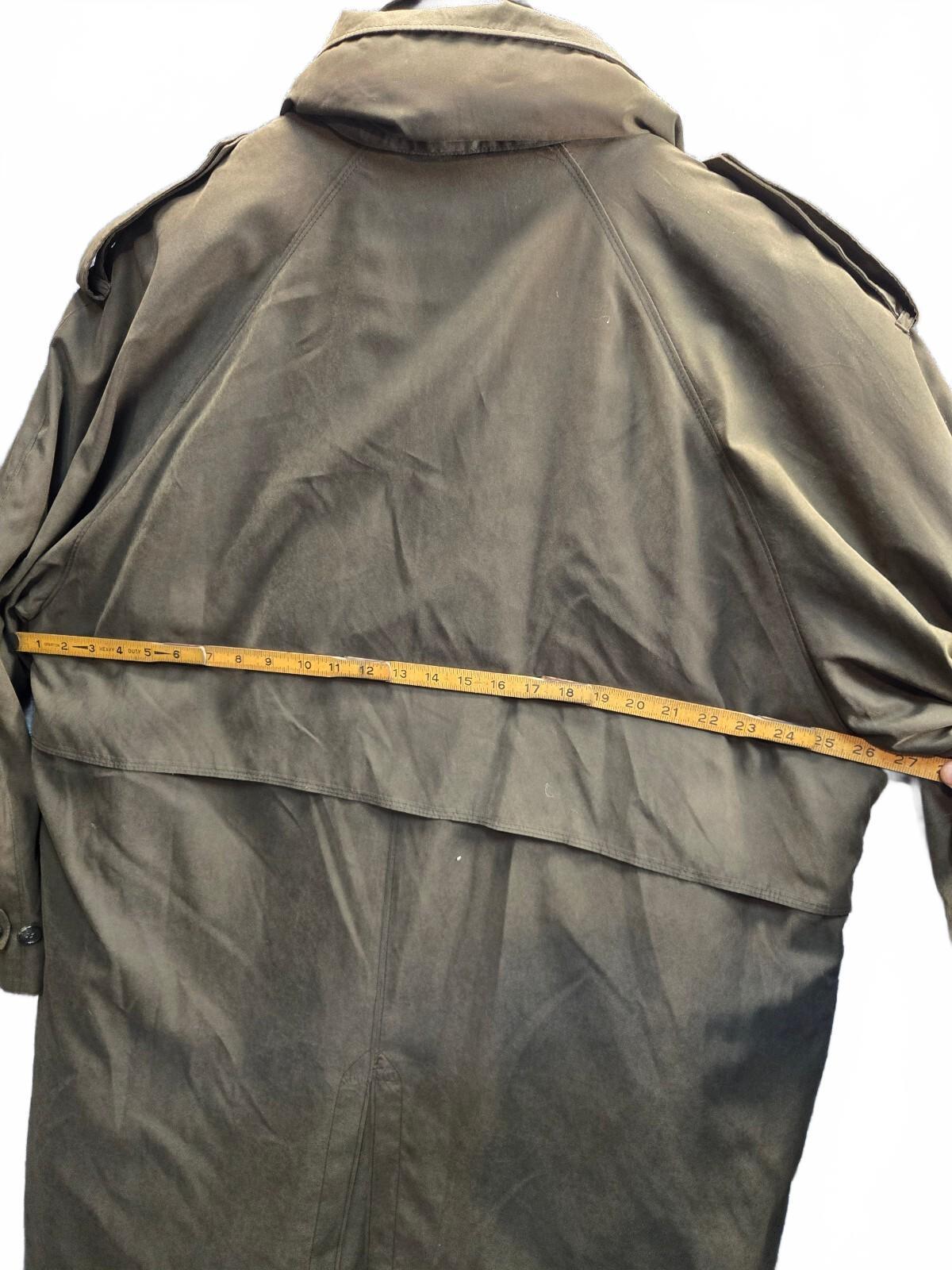London Fog Classic Olive Green Trench Coat, Size 43 Long