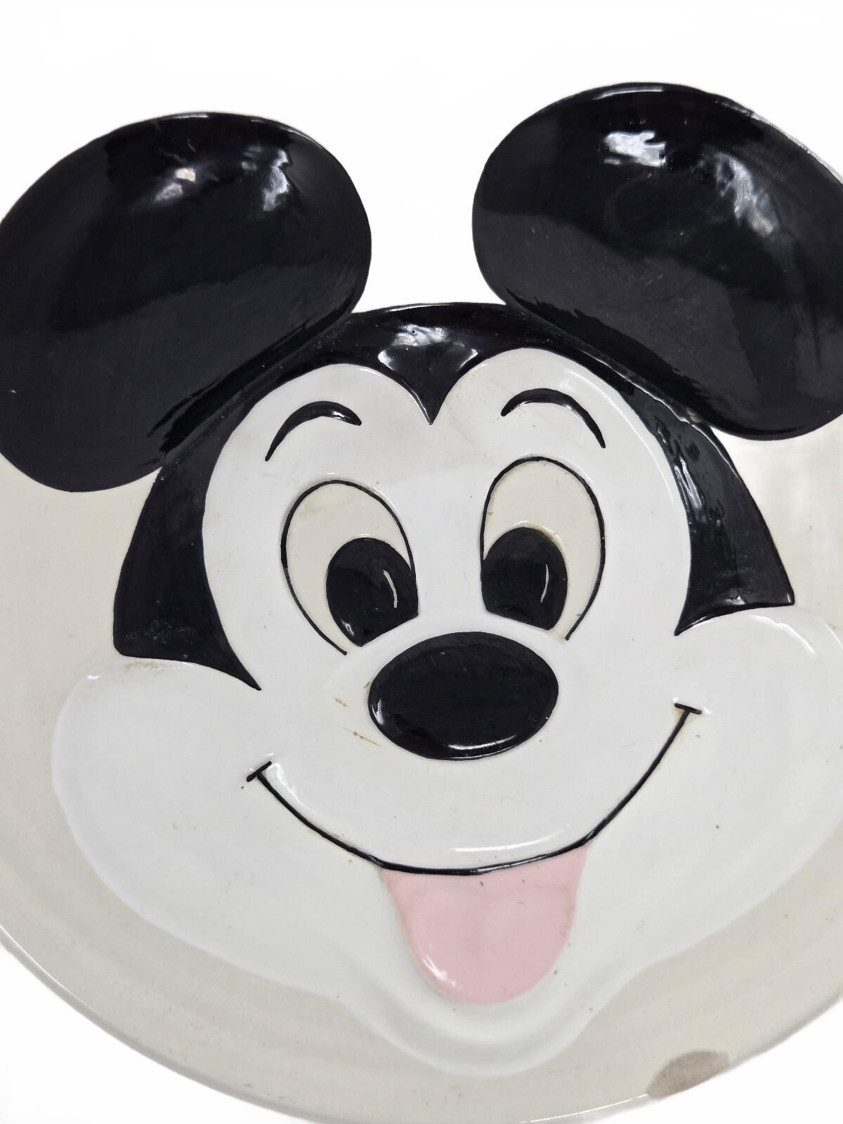 1970s Mickey Mouse 3D Raised-Relief Ceramic Wall Hanging Plate
