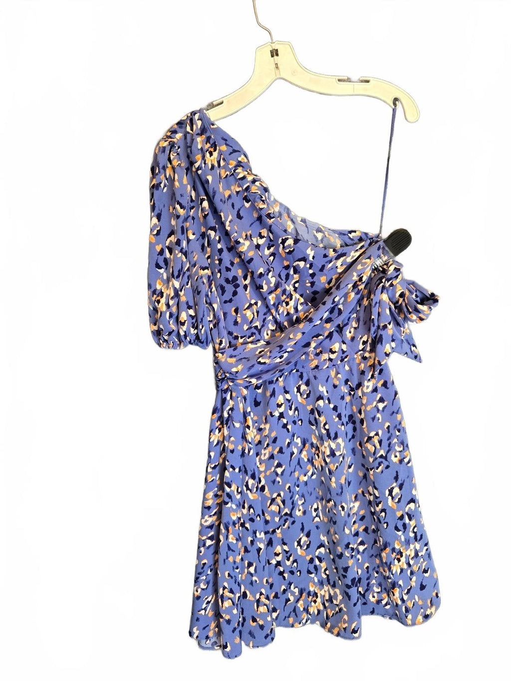 Nine West One-Shoulder Fit & Flare Dress Blue Animal Print size small
