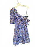 Nine West One-Shoulder Fit & Flare Dress Blue Animal Print size small