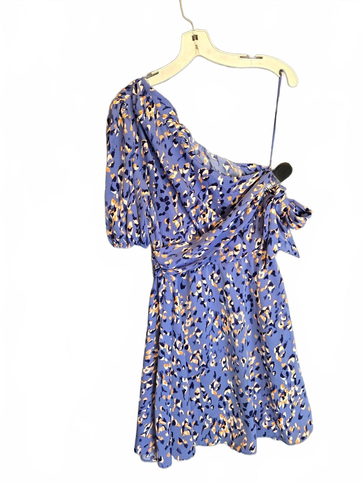 Nine West One-Shoulder Fit & Flare Dress Blue Animal Print size small