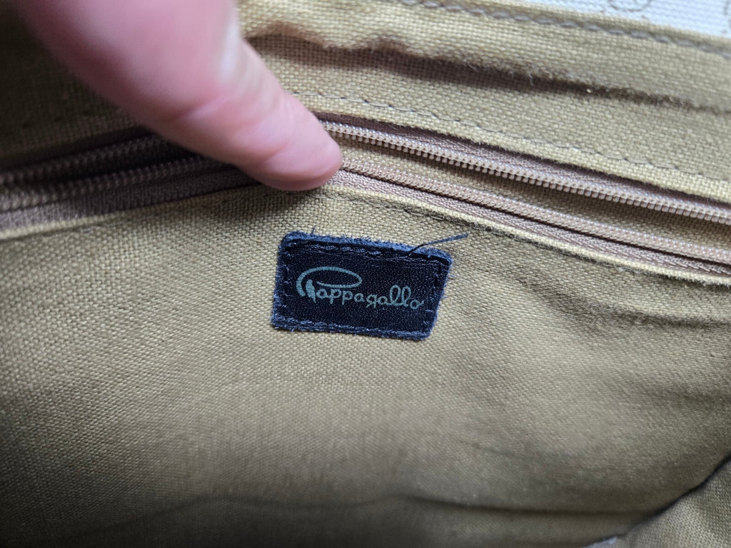 Vintage 1980s Pappagallo Preppy Monogram Coated Canvas Crossbody Flap Bag