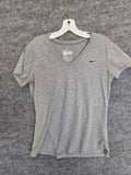Nike Women's Dri-FIT V-Neck Short Sleeve Training Shirt Heather Gray Size Med