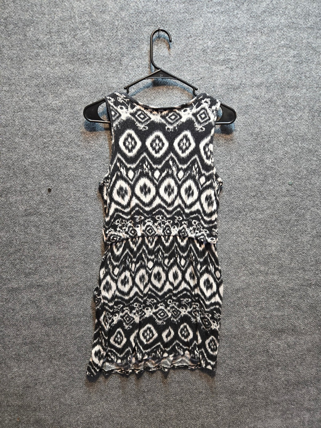 Pretty Good Black White Ikat Geometric Print Sleeveless Tank Dress Size M