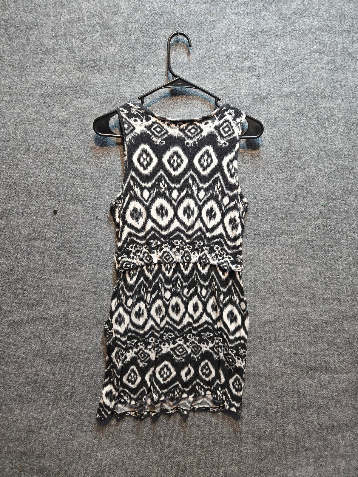 Pretty Good Black White Ikat Geometric Print Sleeveless Tank Dress Size M